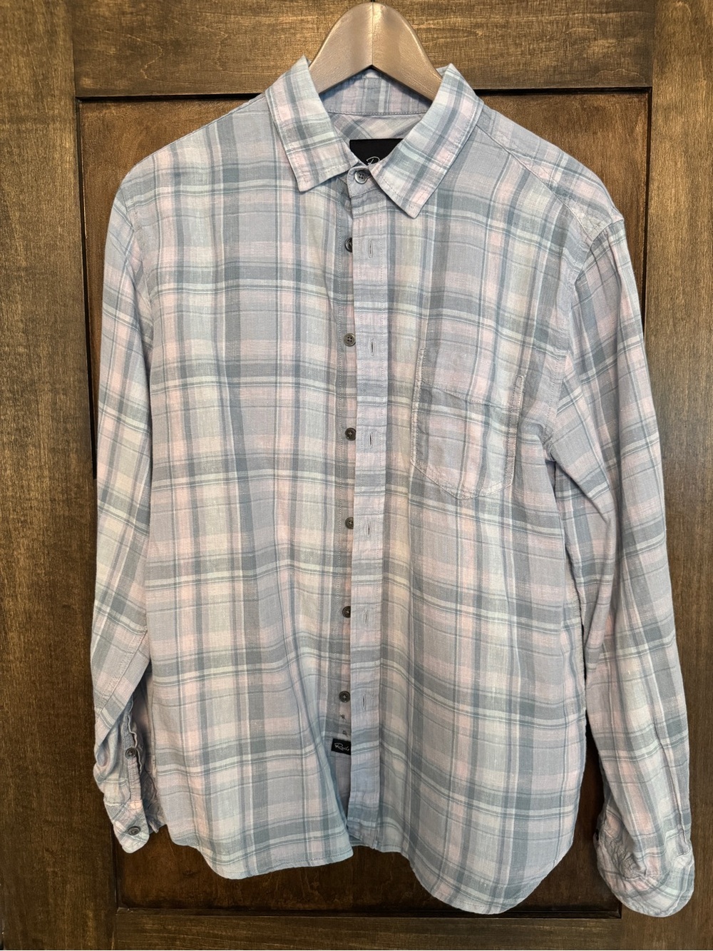 Rails Linen Plaid Shirt in Light Blue and Pink